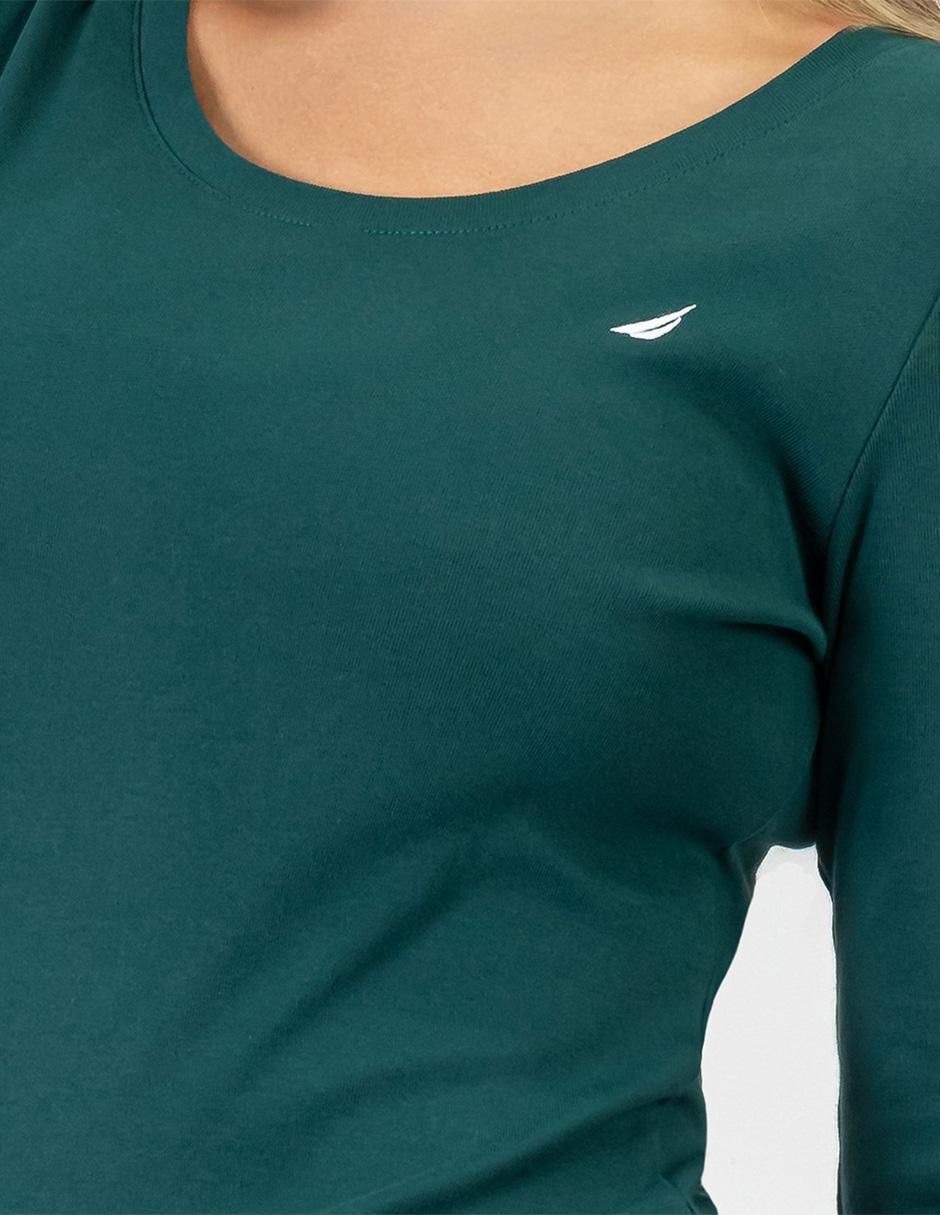 Playera manga larga cuello redondo para mujer 4