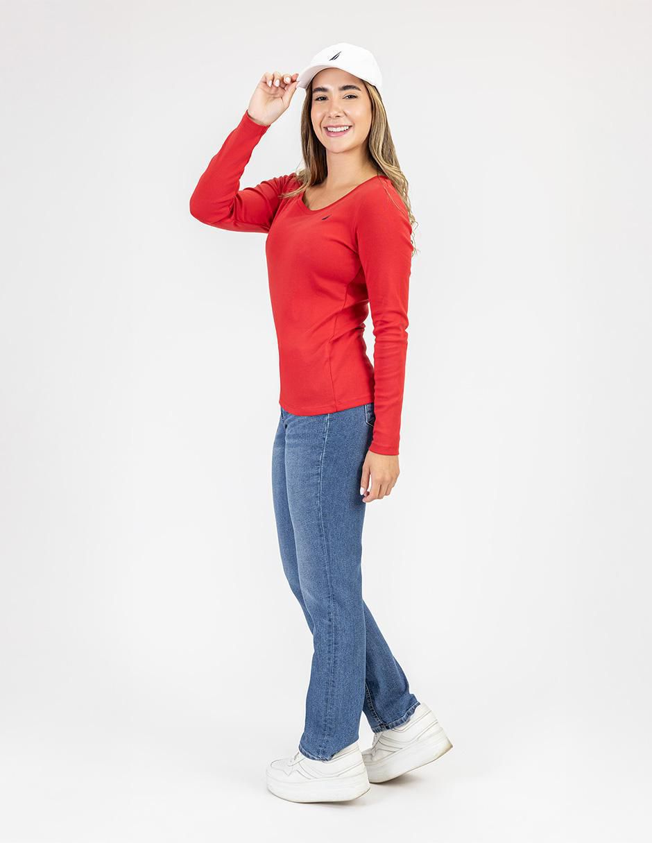 "playera" "manga" larga nautica es 26 "cuello" redondo "para mujer"