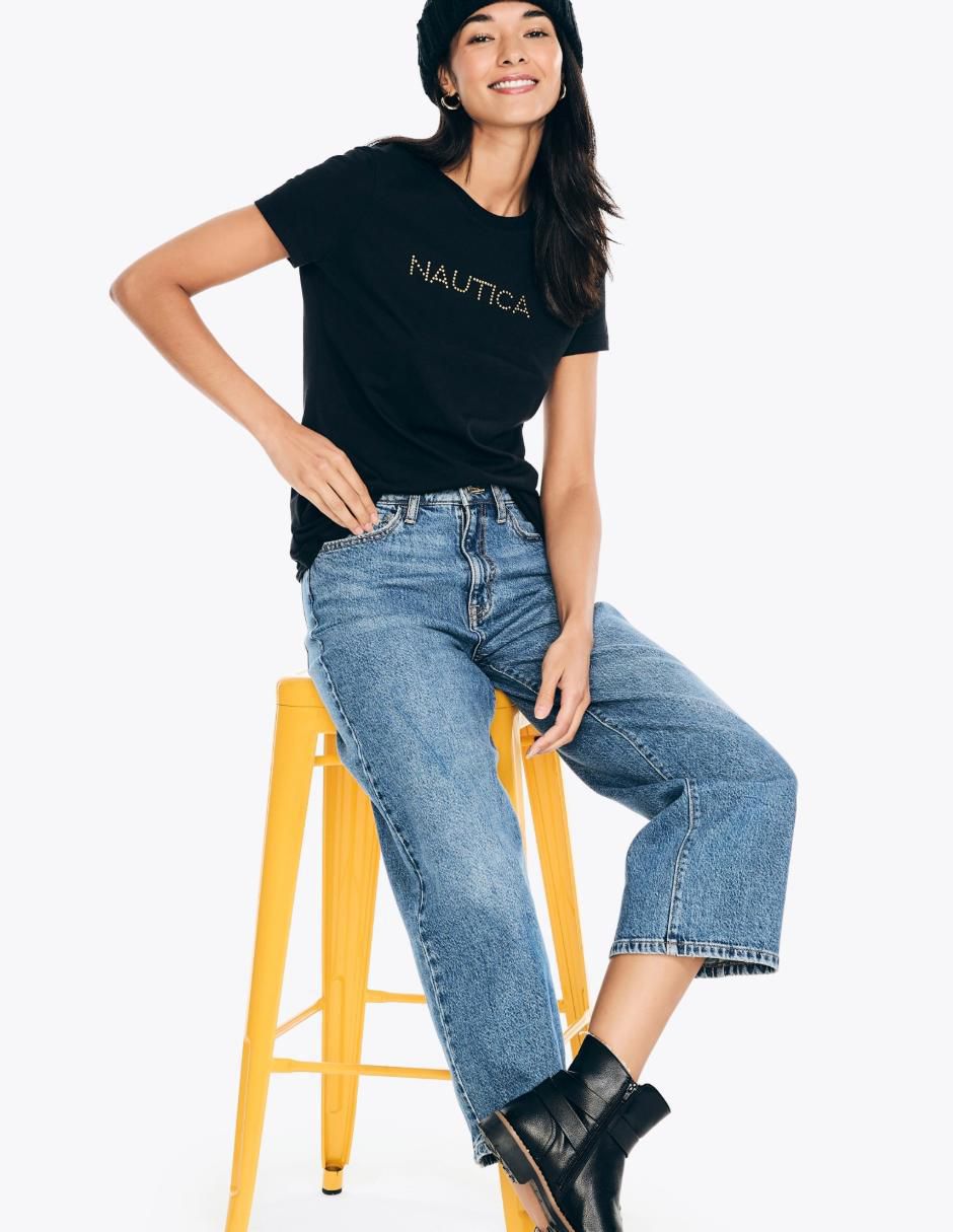 "playera" "manga" corta nautica basi "cuello" redondo "para mujer"