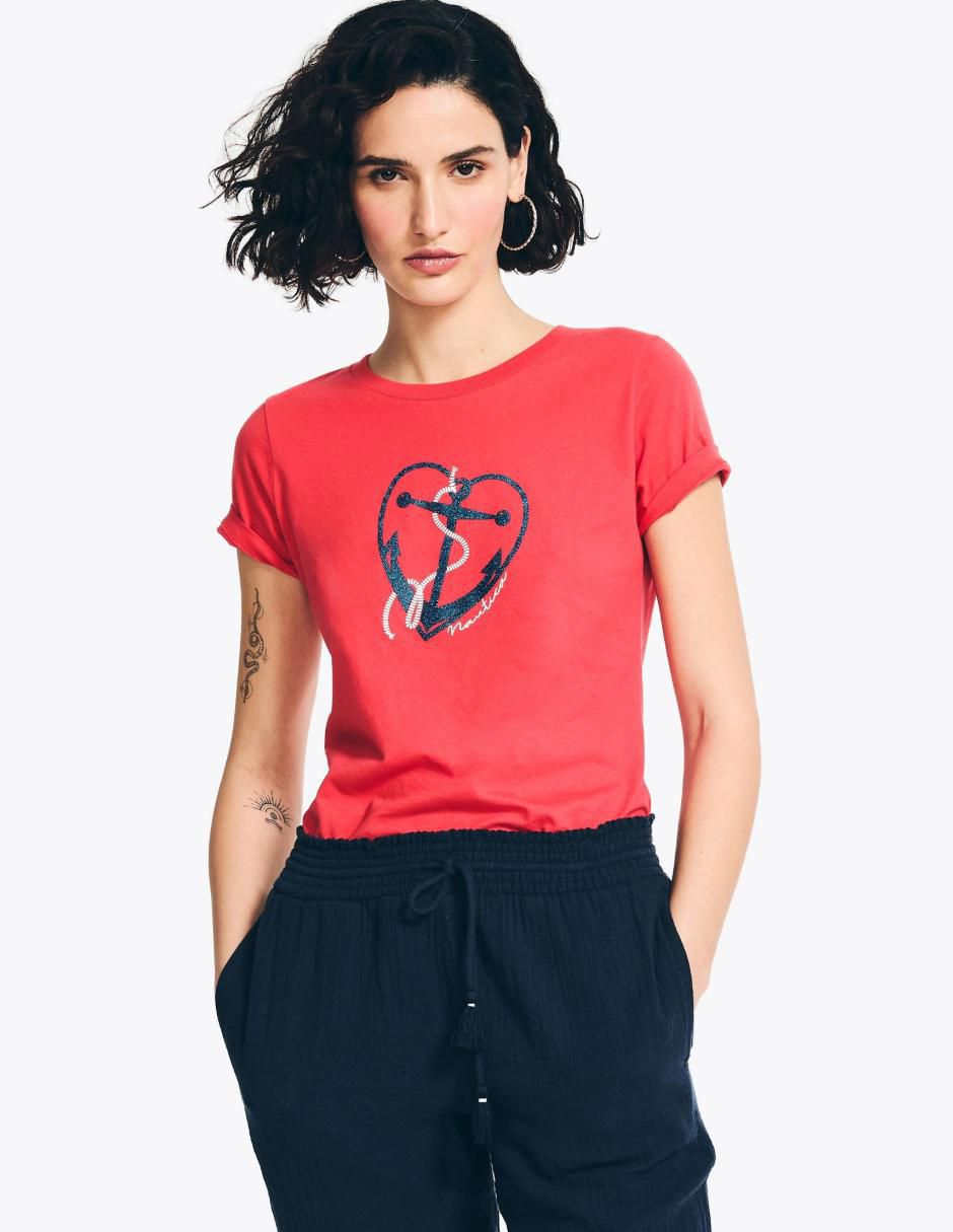 Playera manga corta cuello redondo para mujer Playera manga corta cuello redondo para mujer
