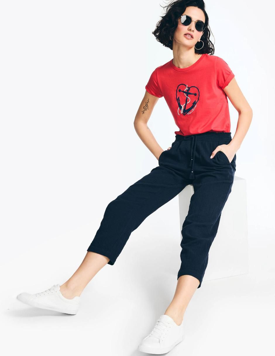 Playera manga corta cuello redondo para mujer 4