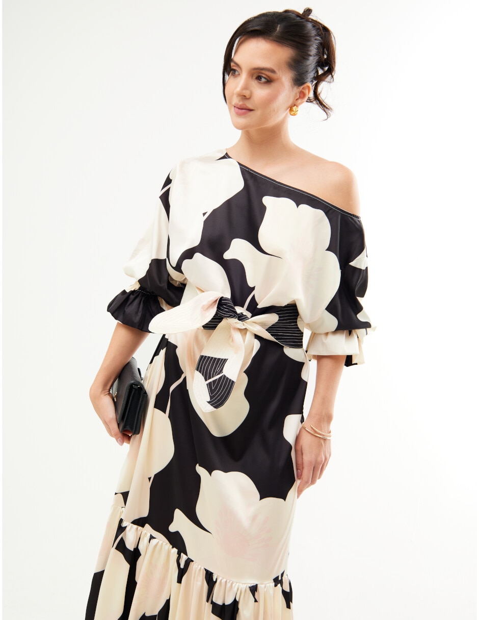 Vestido maxi fiesta escote asimétrico 3