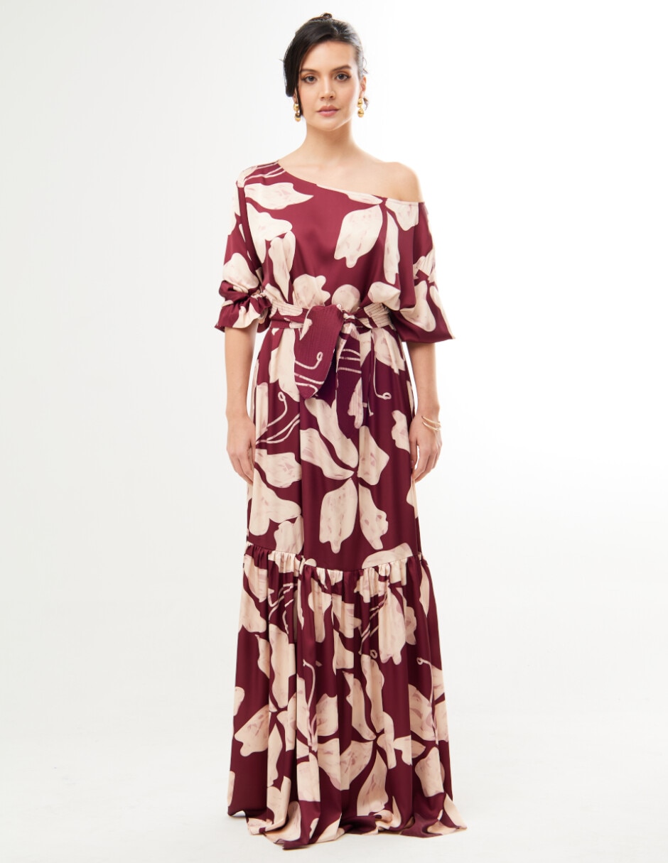 Vestido maxi fiesta escote asimetrico Vestido maxi fiesta escote asimetrico