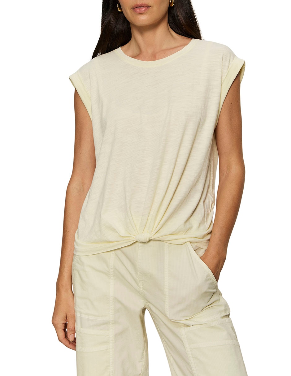 Playera sin manga cuello redondo para mujer 4