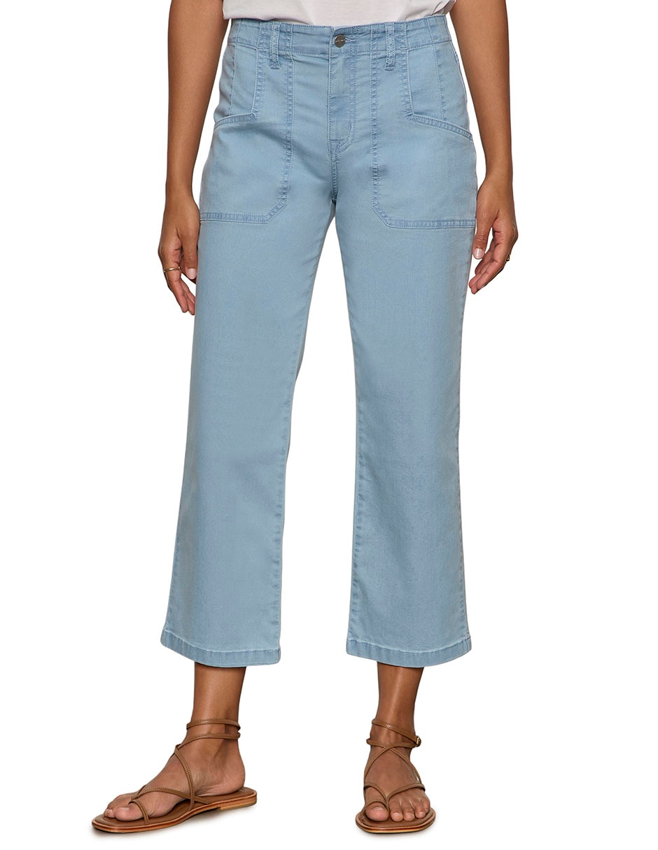Jeans capri wide leg para mujer