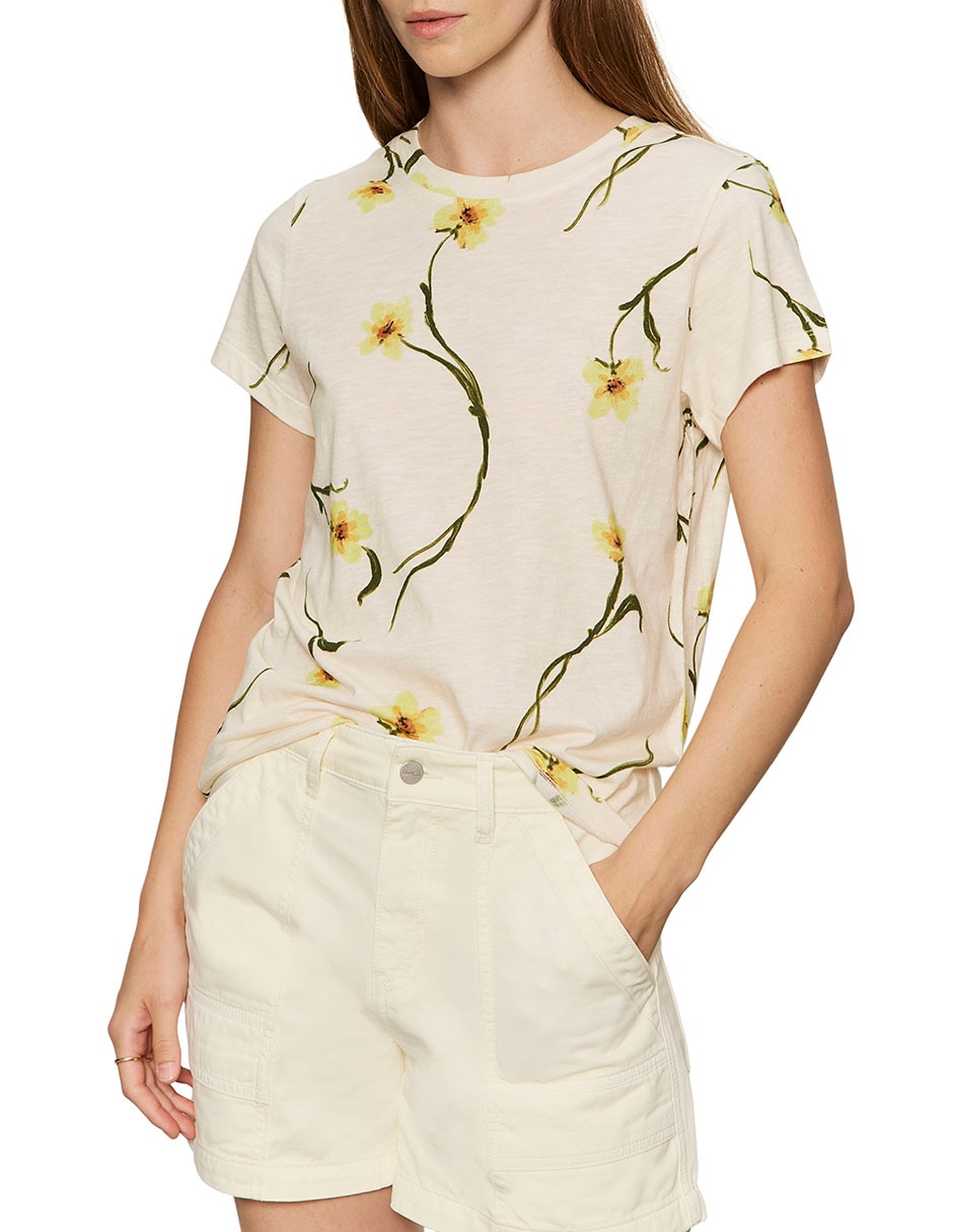 Playera manga corta cuello redondo para mujer