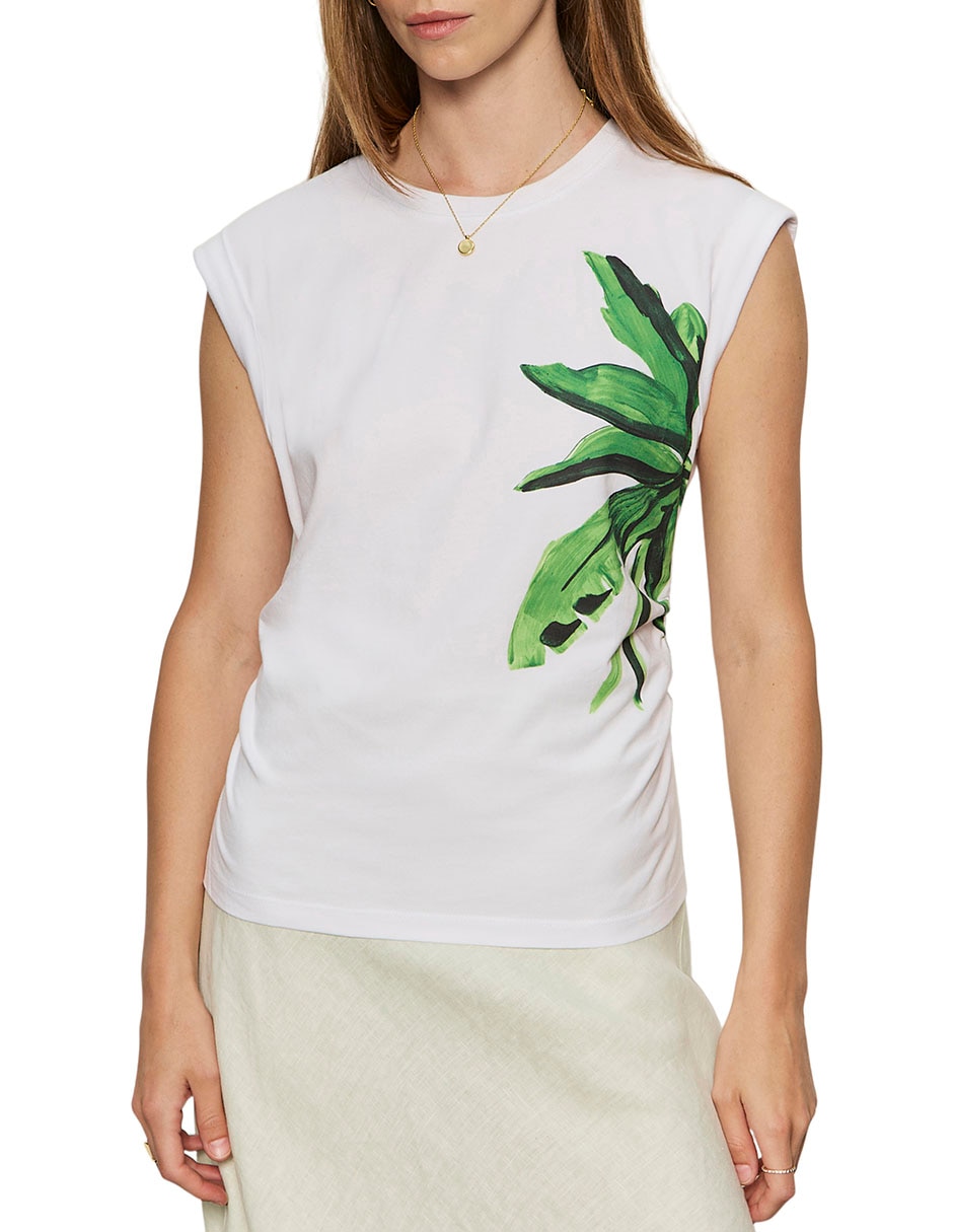 Playera manga corta cuello redondo para mujer