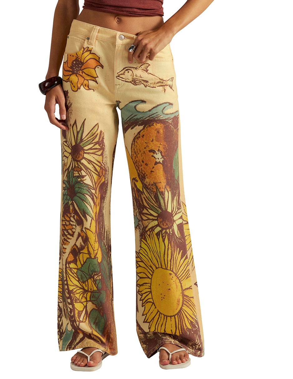 Jeans coulotte straight cintura para mujer