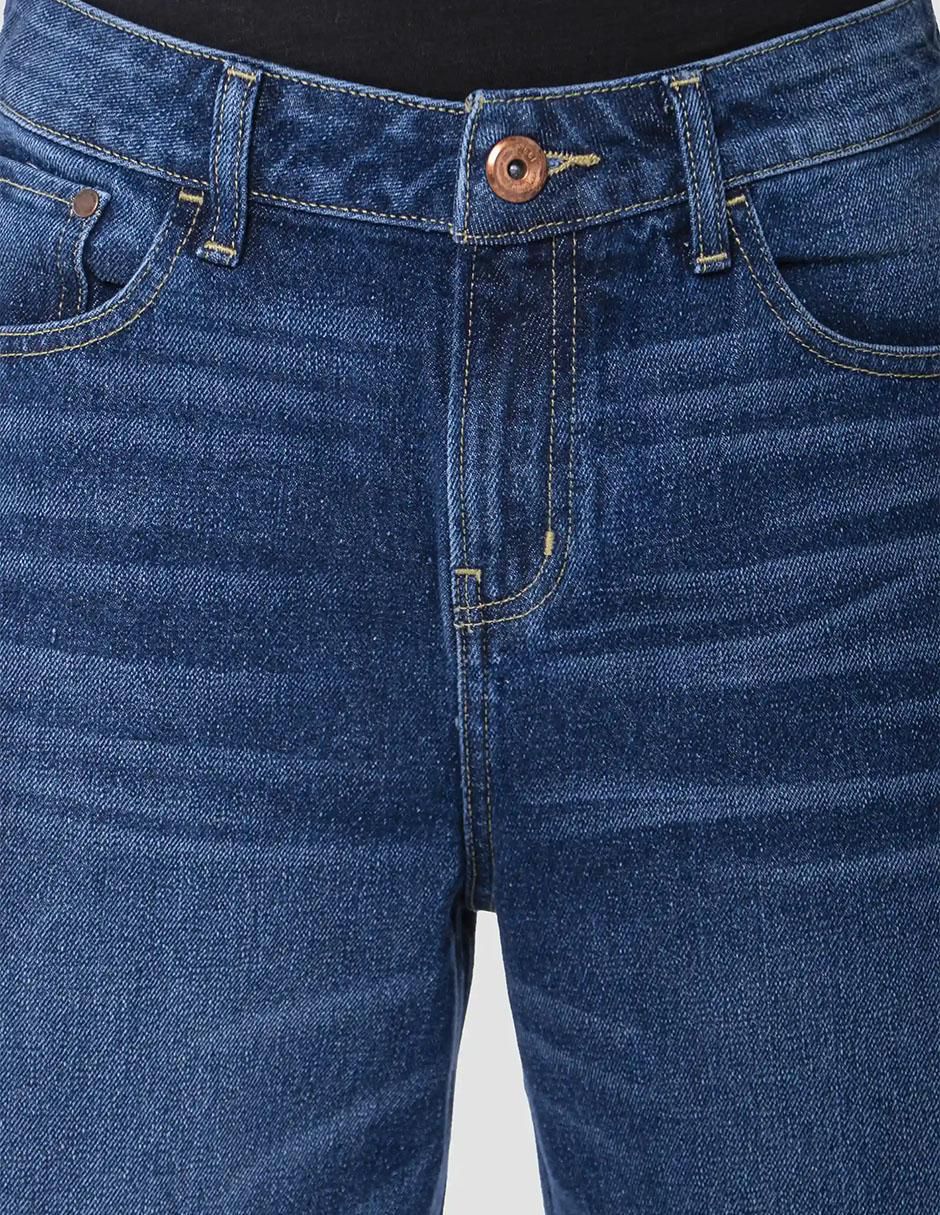 Jeans relaxed wide leg corte media cintura para mujer 4