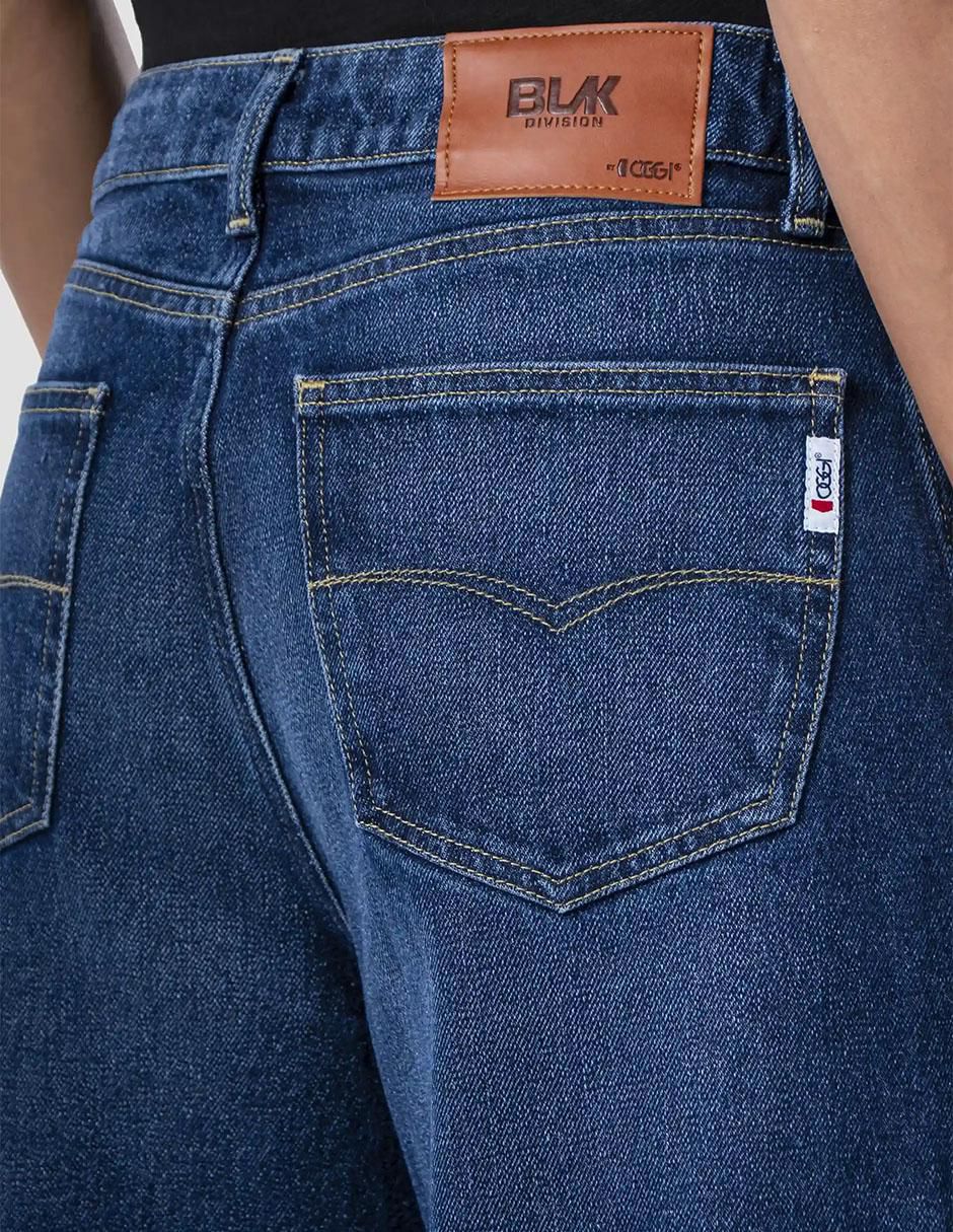 Jeans relaxed wide leg corte media cintura para mujer 5