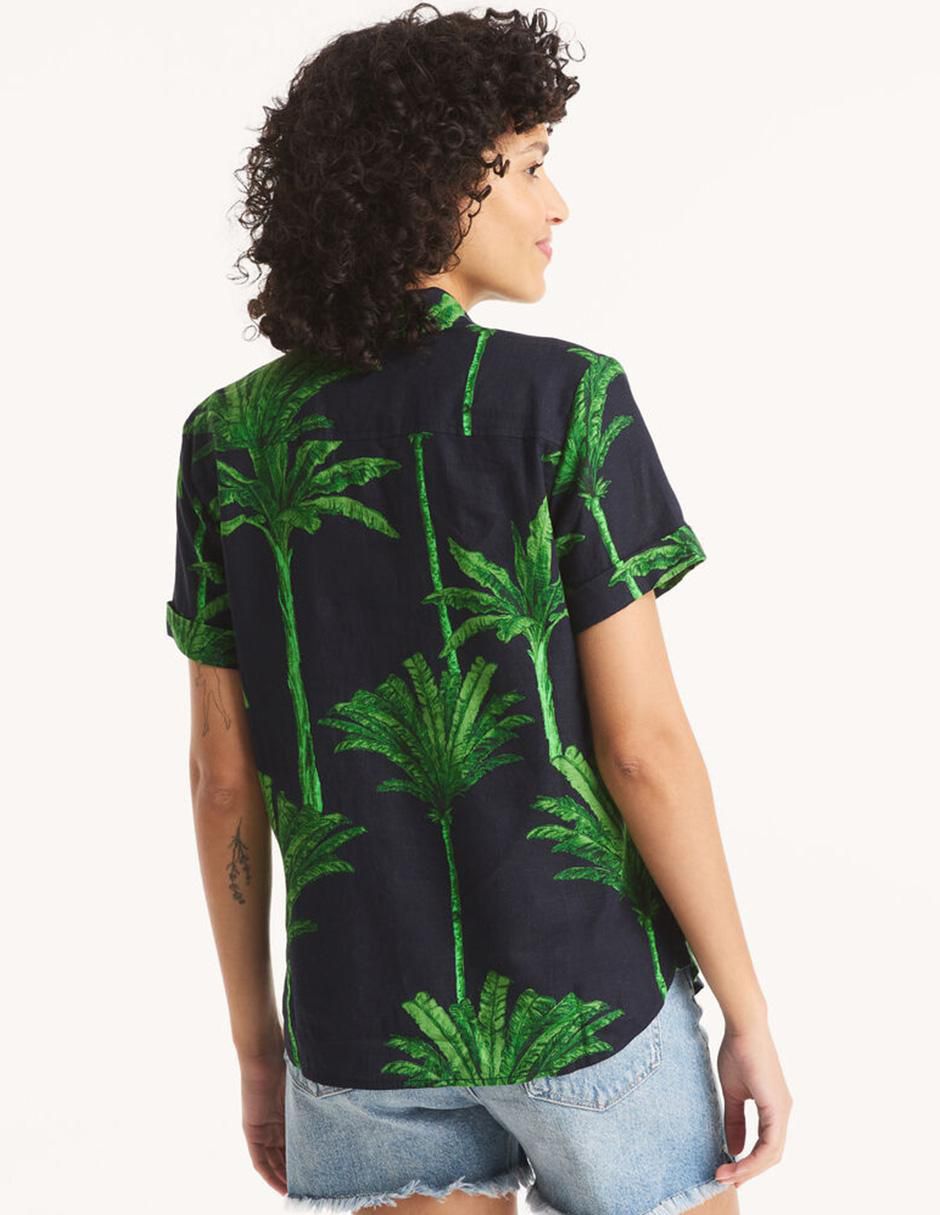 "camisa/sobrecamisa" nautica "de" lino "manga" corta "para mujer"