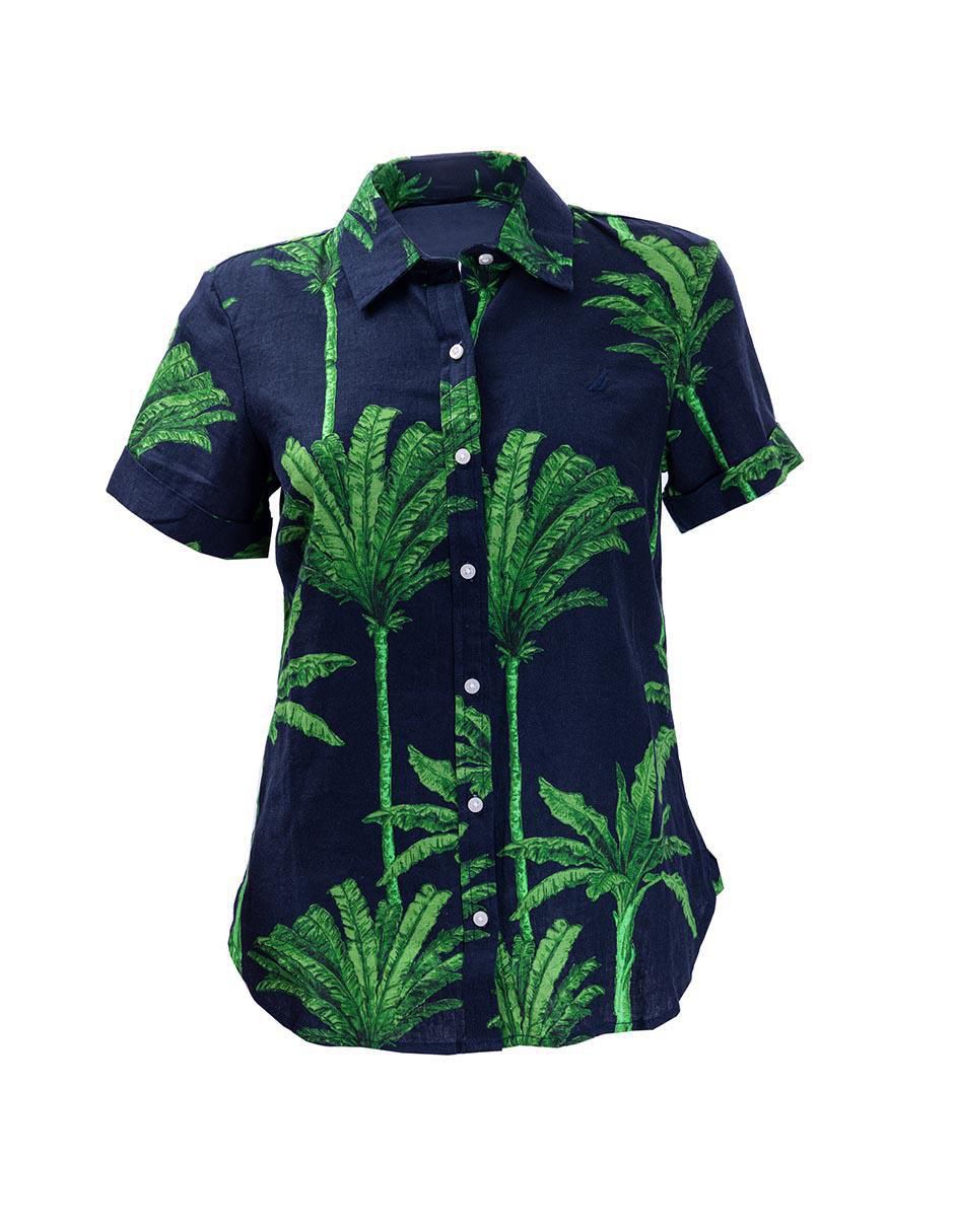"camisa/sobrecamisa" nautica "de" lino "manga" corta "para mujer"