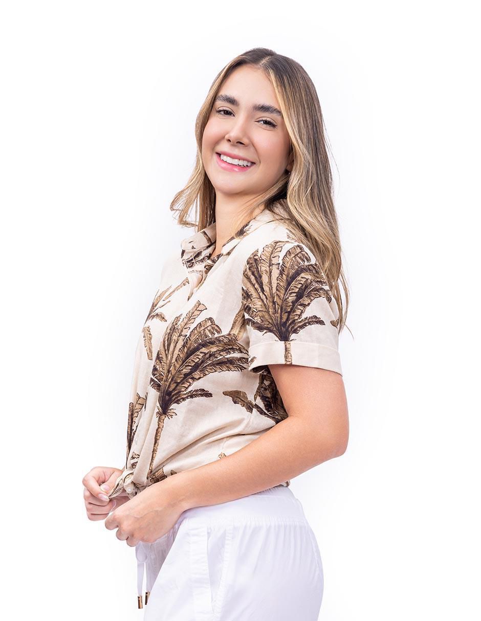 Camisa de lino manga corta para mujer 3