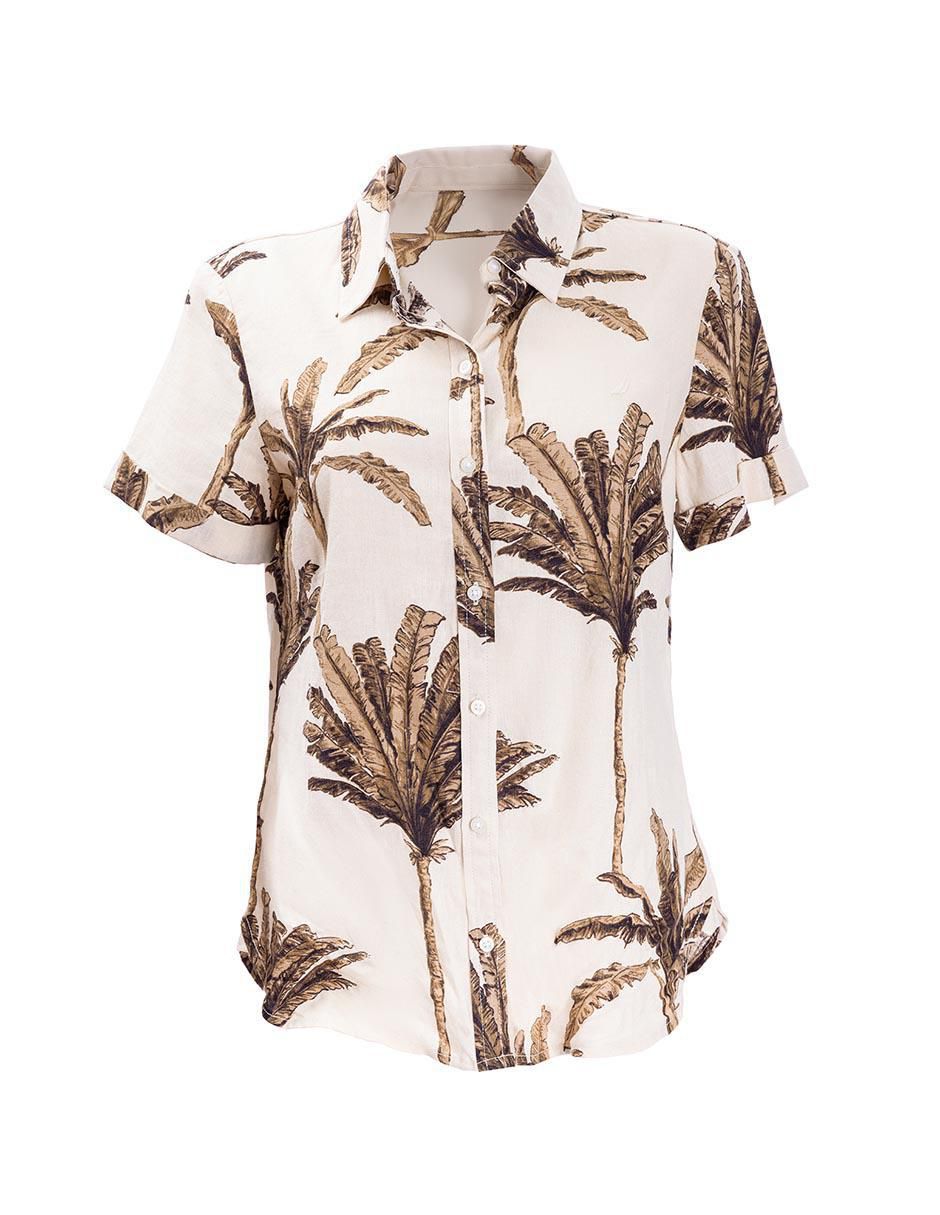 Camisa de lino manga corta para mujer 4