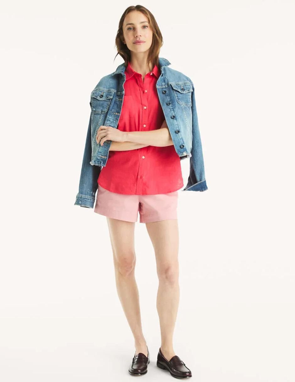 Camisa de lino manga corta para mujer 2
