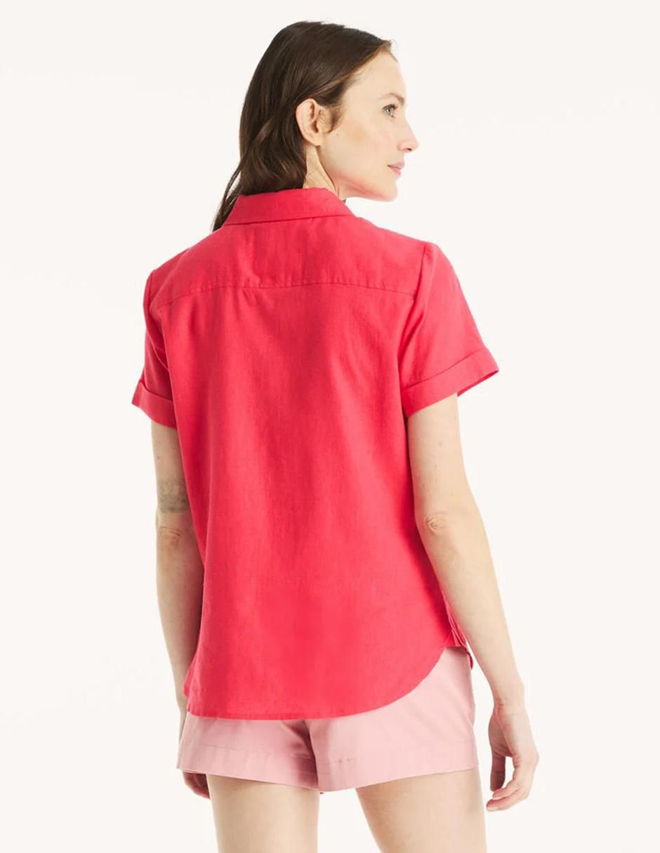 Camisa de lino manga corta para mujer 3