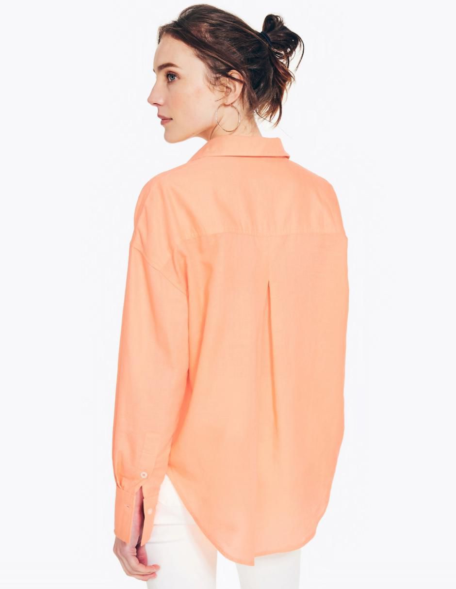 "camisa/sobrecamisa" nautica "de" algodón y lino "manga" sin manga "para mujer"