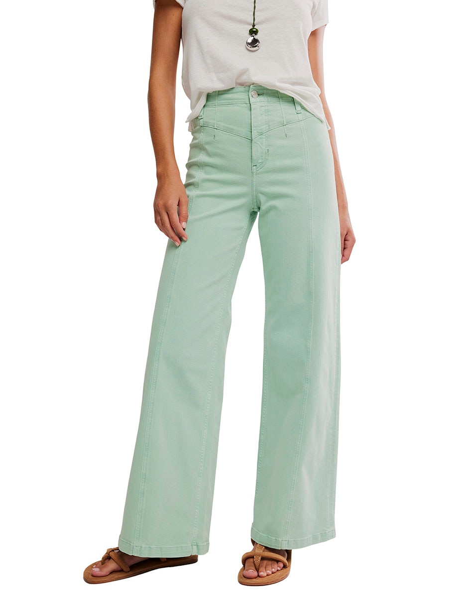 Jeans wide leg a la cintura para mujer