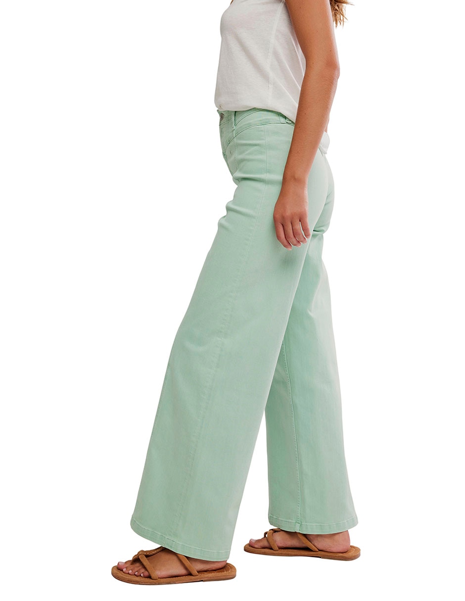 Jeans wide leg a la cintura para mujer 3