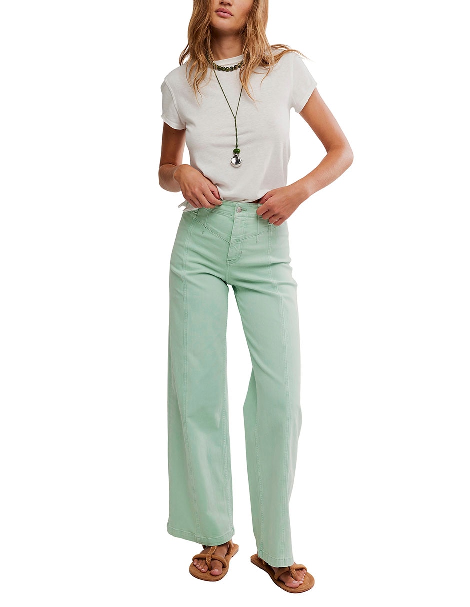 Jeans wide leg a la cintura para mujer 5