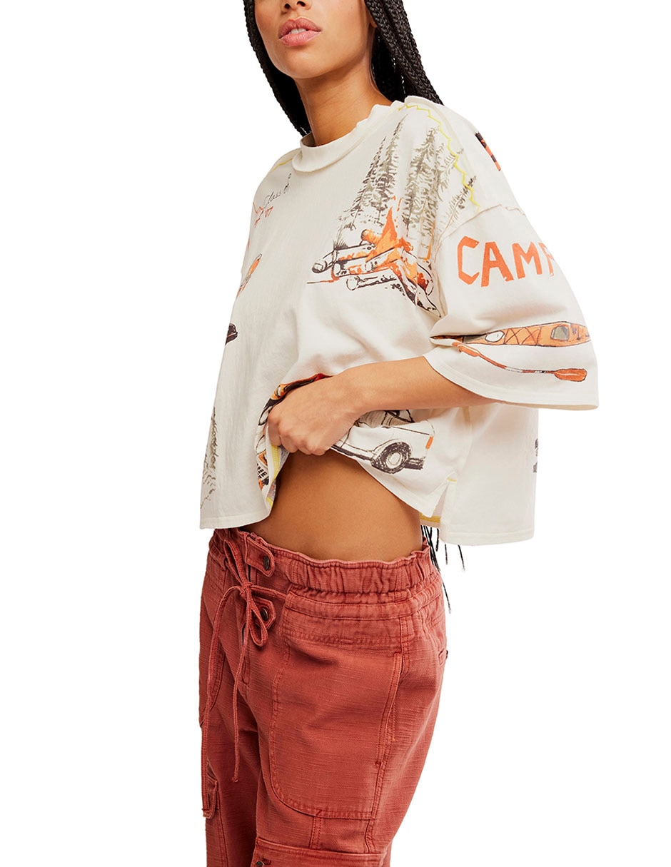 Playera manga al codo cuello redondo para mujer 4