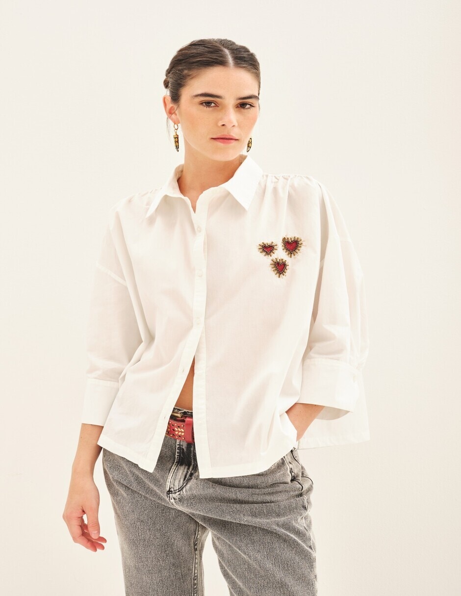 Blusa camisera manga 3/4 para mujer