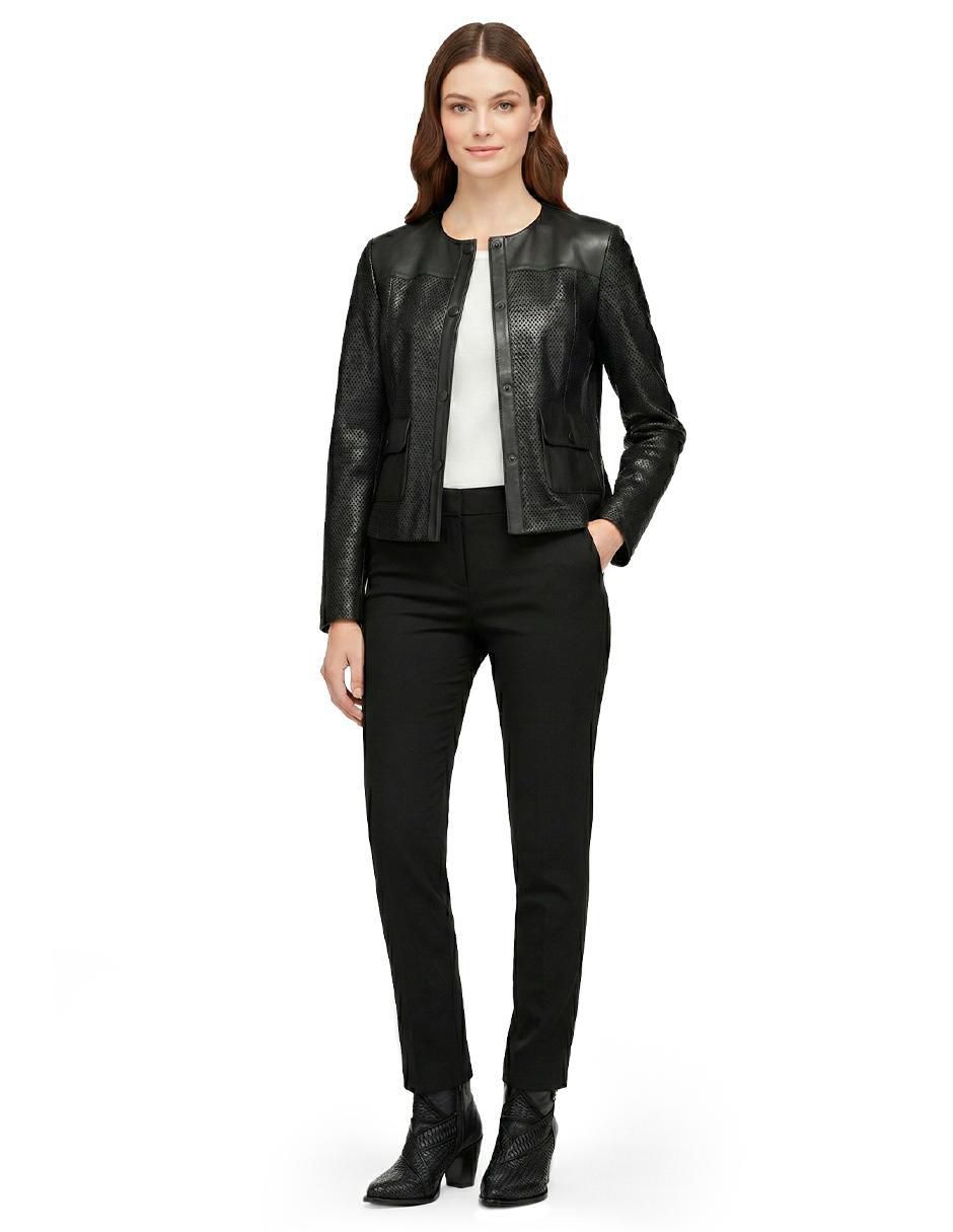 Chamarra casual de piel para mujer 4