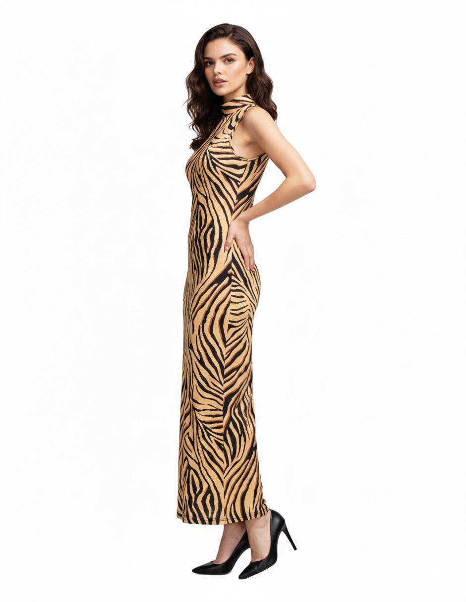 Vestido largo casual Animal Print para mujer 3