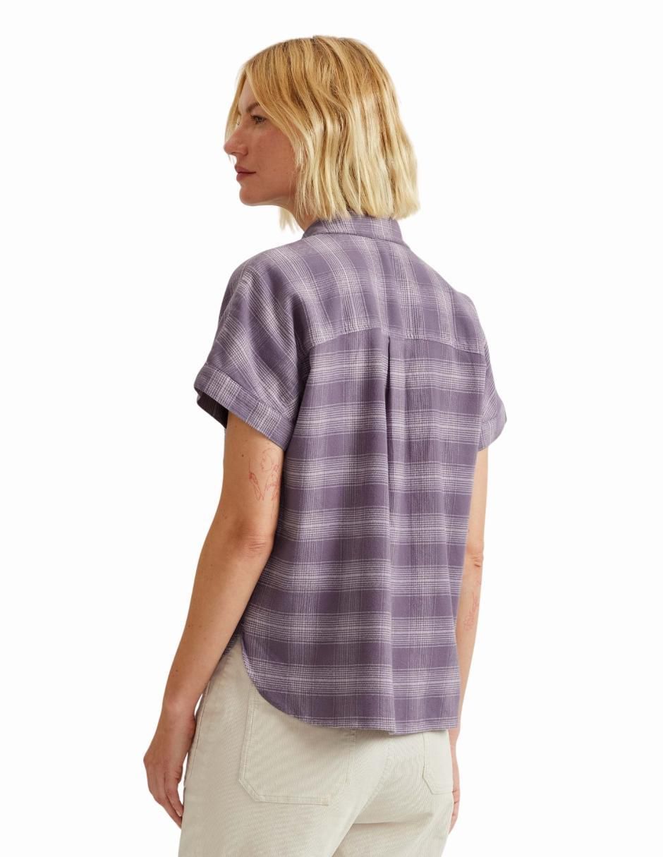 "camisa/sobrecamisa" eddie bauer "de" algodón y spandex "manga" 3/4 "para mujer"