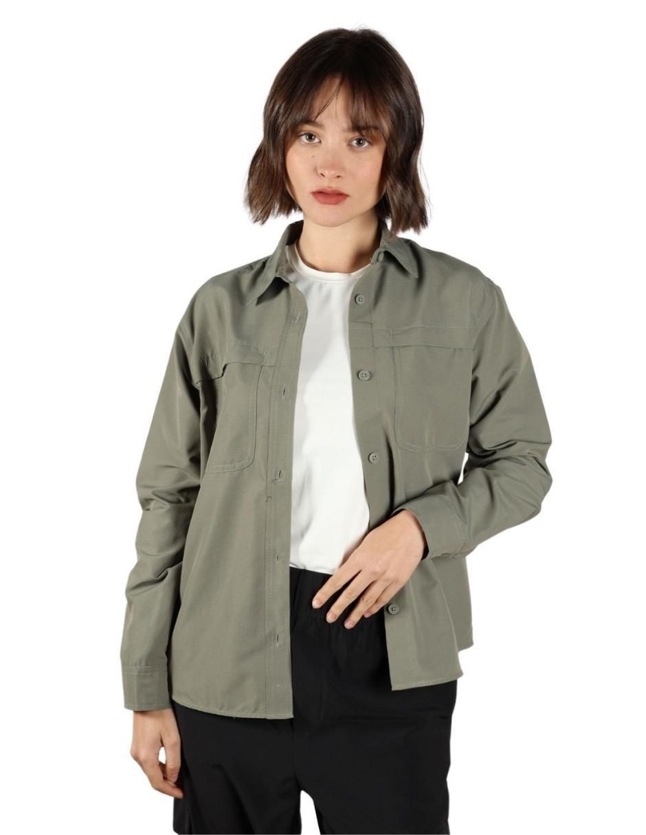 "camisa/sobrecamisa" eddie bauer "de" poliéster "manga" larga "para mujer"