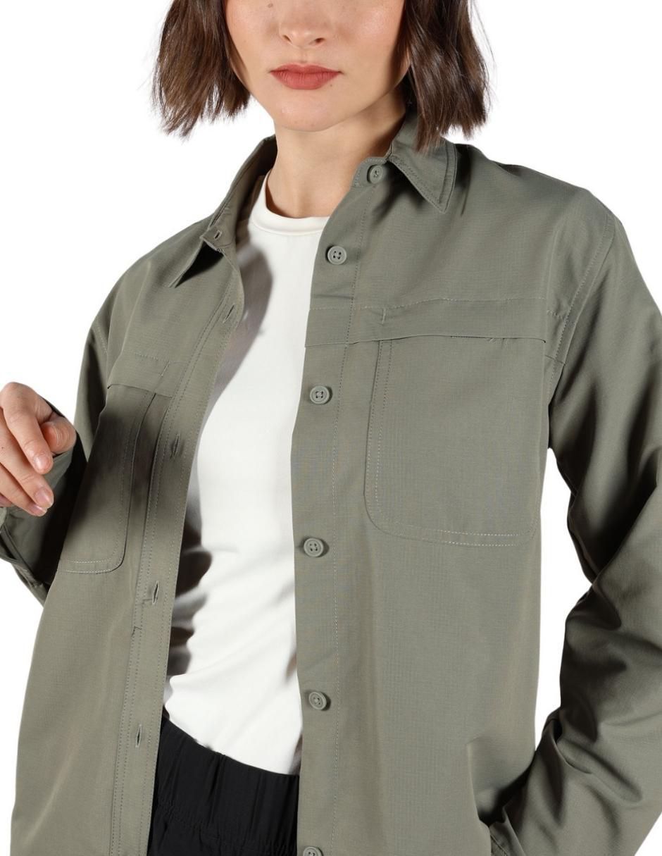 "camisa/sobrecamisa" eddie bauer "de" poliéster "manga" larga "para mujer"