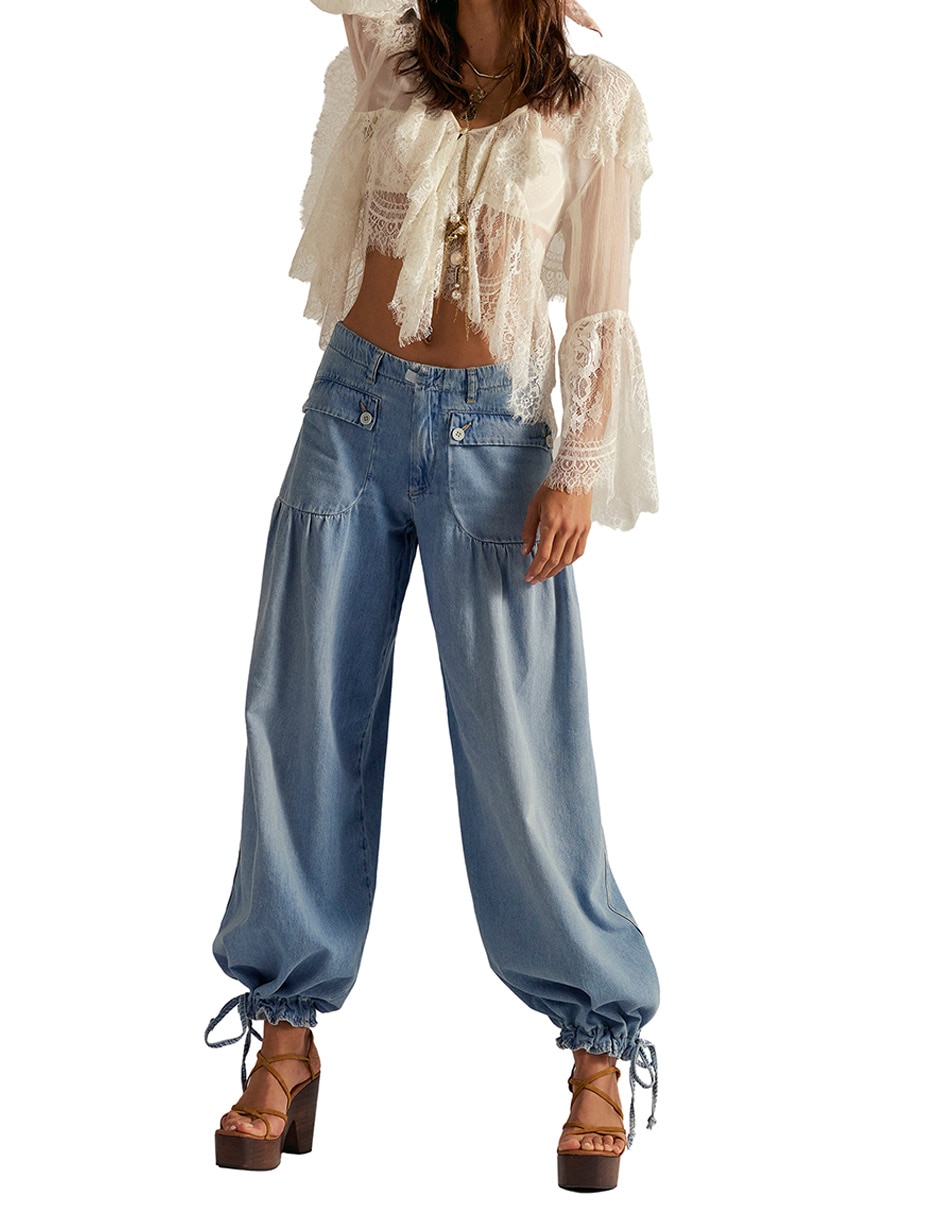 Jeans relaxed amplio cintura media para mujer