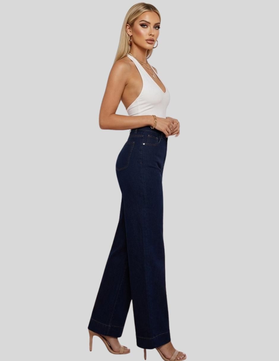 Jeans wide leg cintura alta para mujer 4