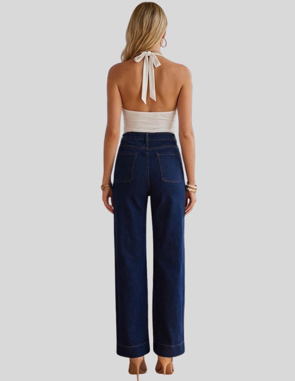 Jeans wide leg cintura alta para mujer 6