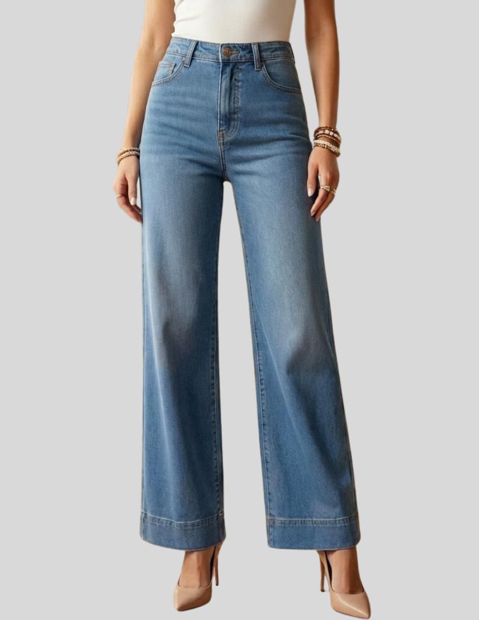 Jeans wide leg cintura alta para mujer