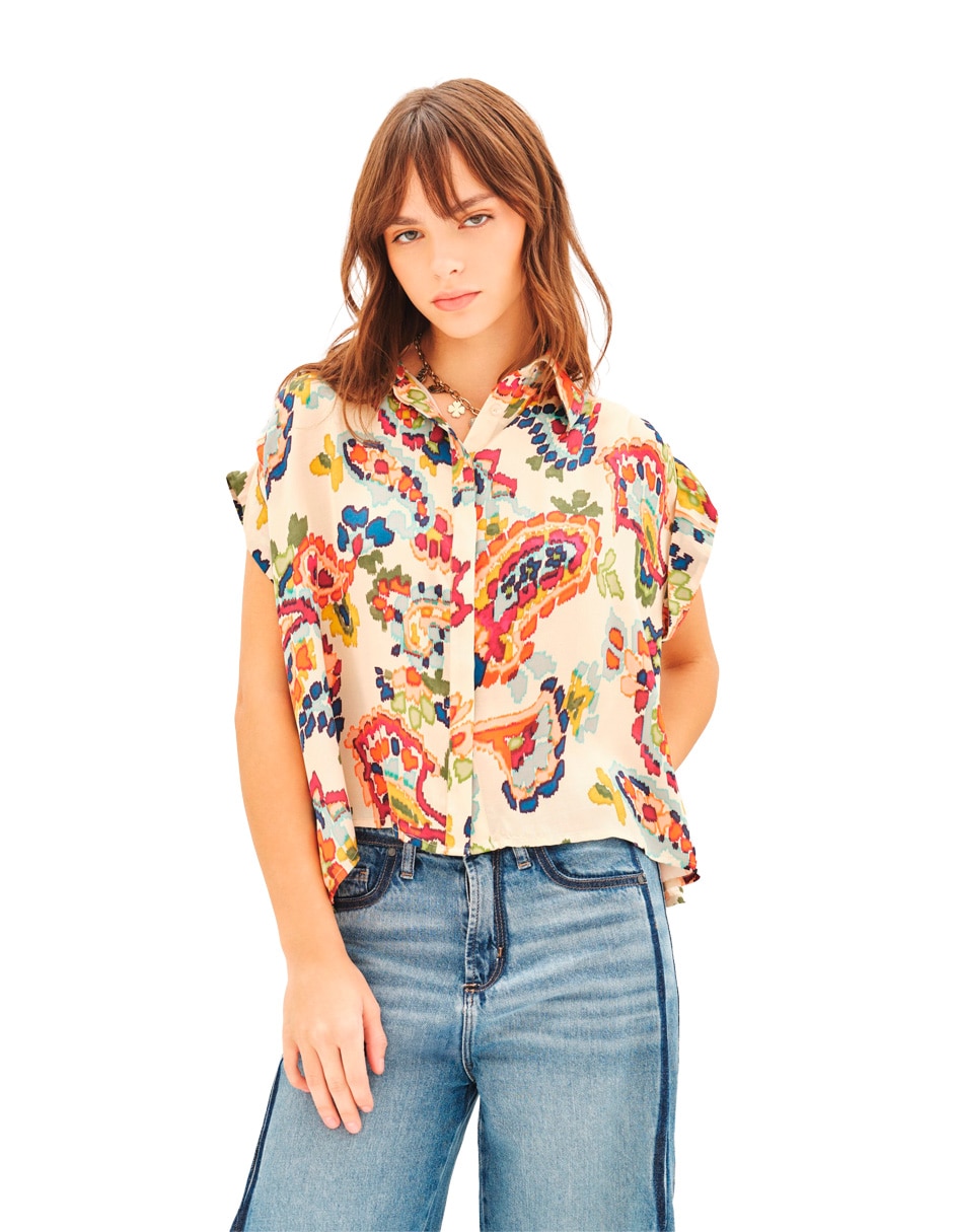 Blusa manga corta para mujer