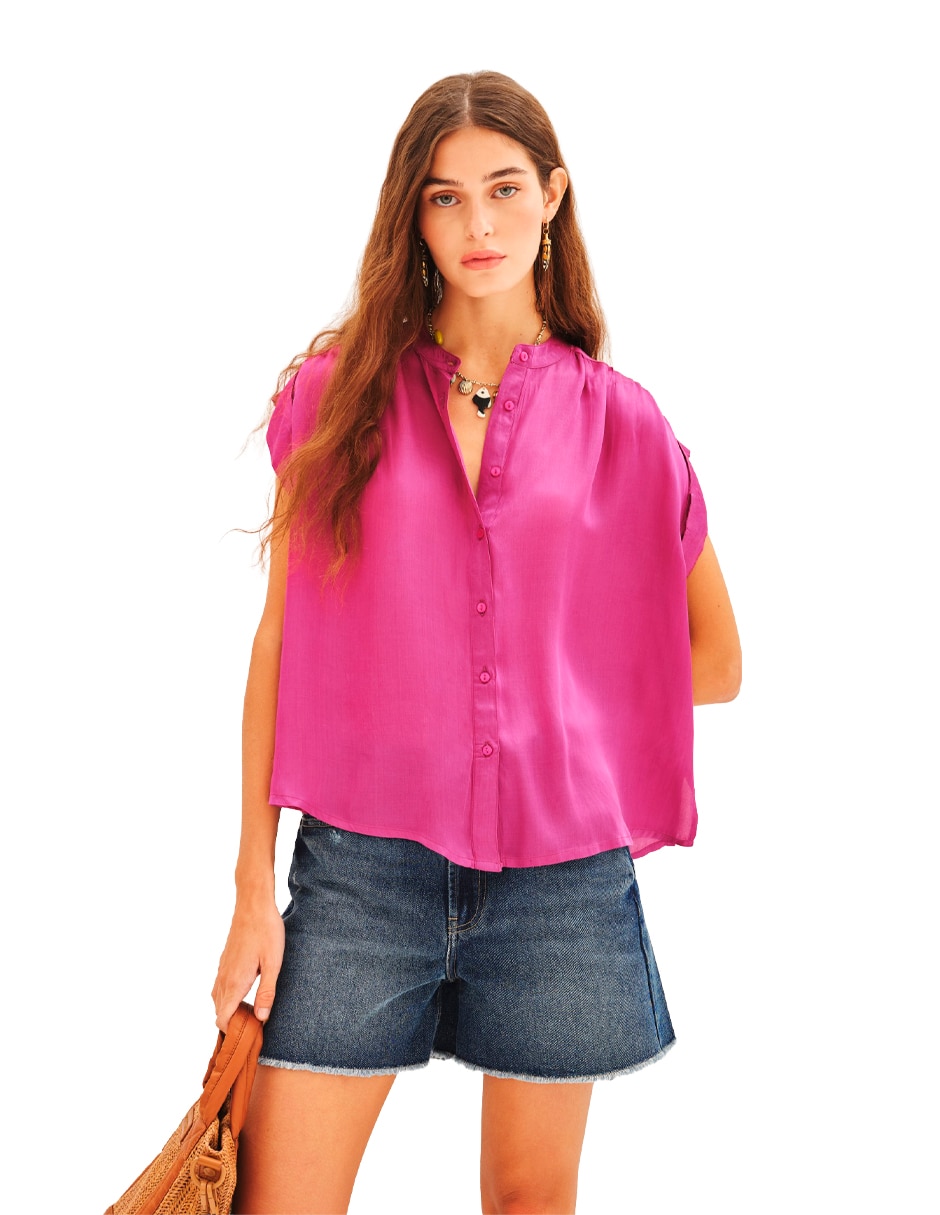 Blusa manga corta para mujer