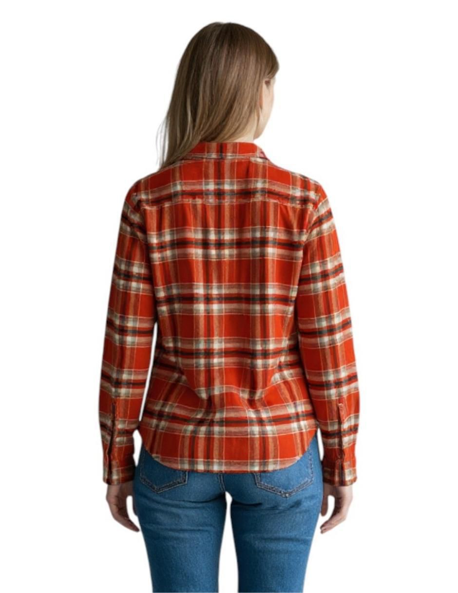"camisa/sobrecamisa" eddie bauer "de" algodón y spandex "manga" larga "para mujer"
