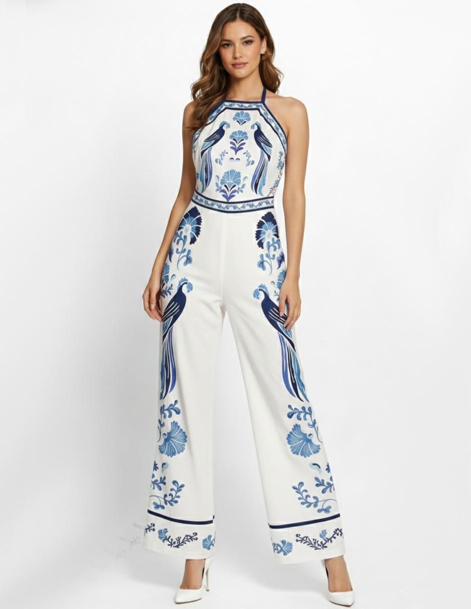 Jumpsuit de algodón estampado floral para mujer
