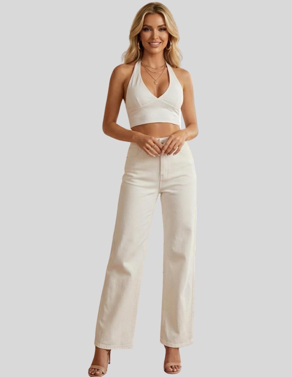 Jeans wide leg cintura alta para mujer 3