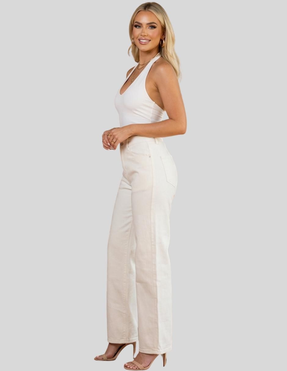 Jeans wide leg cintura alta para mujer 4