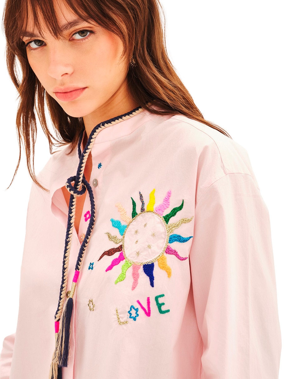 Camisa de algodón manga larga para mujer 4