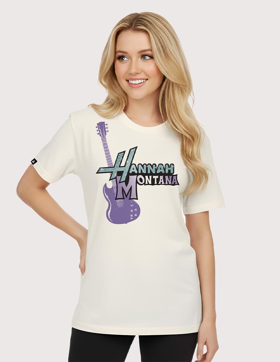 Playera manga corta Hannah Montana - Guitarra Hannah Montana cuello redondo para mujer