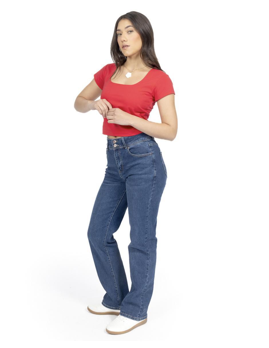 "jeans/jegging/jeans jogger" regular straight cintura quarry qd211389 para mujer straight con doble botón "para mujer"